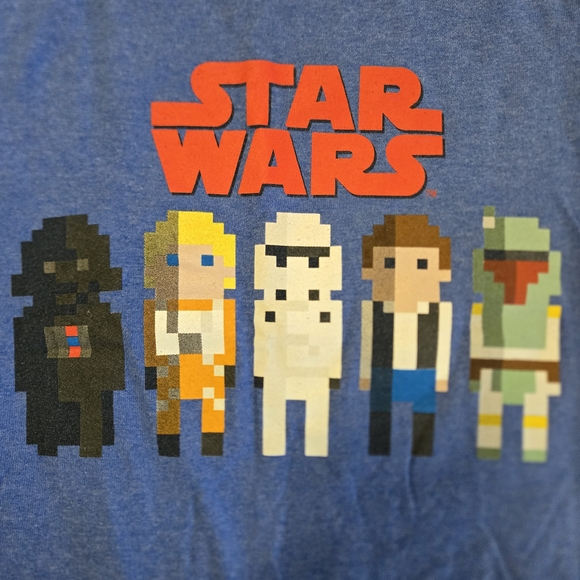 Star Wars Other - Star Wars S(6/7) Blue Pixel Art Characters Kids Tee EUC
